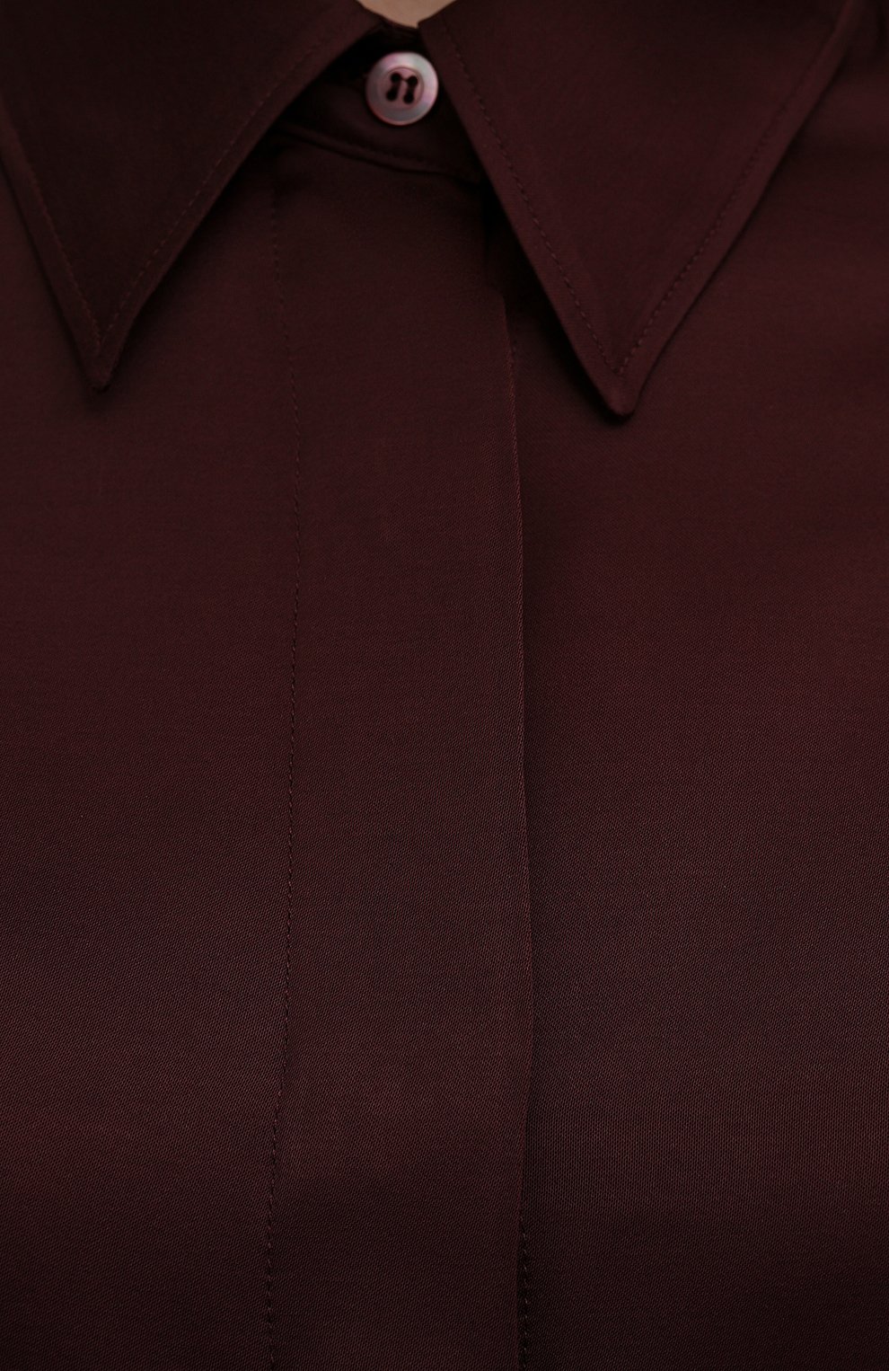 Женская рубашка из вискозы DRIES VAN NOTEN бордового цвета, арт. 212-010759-3159 | Фото 5 (Рукава: Длинные; Стили: Гламурный, Классический; Принт: Без принта; Женское Кросс-КТ: Рубашка-одежда; Длина (для топов): Стандартные; Материал внешний: Вискоза)