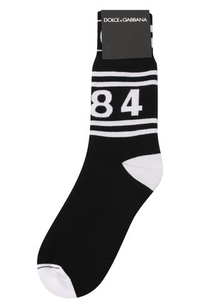 Мужские хлопковые носки DOLCE & GABBANA черного цвета, арт. GX370T/JACBP | Фото 1 (Материал внешний: Хлопок; Кросс-КТ: бельё)
