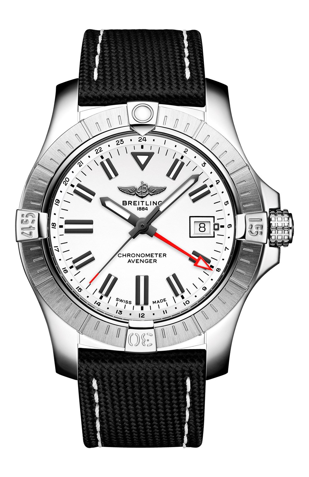 Мужские часы avenger automatic gmt 43 BREITLING бесцветного цвета, арт. A32397101A1X2 | Фото 1 (Механизм: Автомат; Материал корпуса: Сталь; Цвет циферблата: Белый)