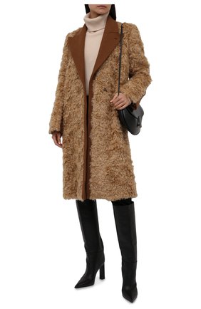 Женское комбинированное пальто DRIES VAN NOTEN бежевого цвета по цене 144500 руб., арт. 212-010231-3197 | Фото 2 Женское комбинированное пальто DRIES VAN NOTEN бежевого цвета, арт. 212-010231-3197 | Фото 2 (Материал подклада: Хлопок; Рукава: Длинные; Длина (верхняя одежда): До колена; Материал внешний: Шерсть, Синтетический материал; Стили: Гламурный; 1-2-бортные: Однобортные)