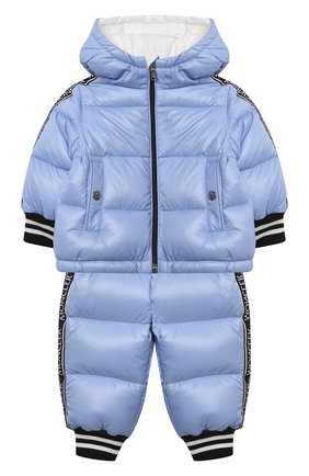 Детского комплект из комбинезона и куртки MONCLER голубого цвета по цене 53900 руб., арт. G2-951-1F515-20-68950/9-12M | Фото 1 Детского комплект из комбинезона и куртки MONCLER голубого цвета, арт. G2-951-1F515-20-68950/9-12M | Фото 1 (Рукава: Длинные; Материал подклада: Хлопок; Материал внешний: Синтетический материал; Материал утеплителя: Пух и перо)