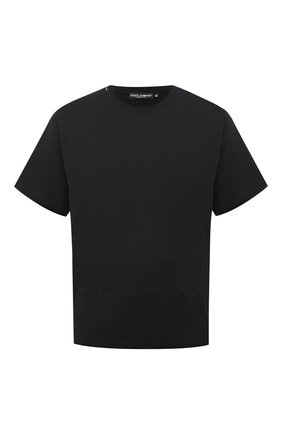 Мужская хлопковая футболка DOLCE & GABBANA черного цвета, арт. G8NQ6T/FU7EQ | Фото 1 (Длина (для топов): Стандартные; Рукава: Короткие; Материал внешний: Хлопок; Принт: Без принта; Стили: Кэжуэл)