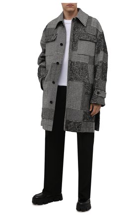 Мужской пальто DOLCE & GABBANA серого цвета, арт. G029KT/GET30 | Фото 2 (Материал подклада: Синтетический материал; Материал внешний: Шерсть; Мужское Кросс-КТ: пальто-верхняя одежда; Длина (верхняя одежда): До колена; Рукава: Длинные; Стили: Кэжуэл)