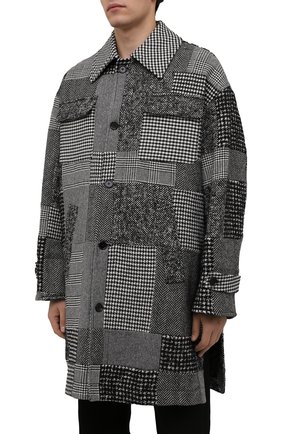 Мужской пальто DOLCE & GABBANA серого цвета, арт. G029KT/GET30 | Фото 3 (Материал внешний: Шерсть; Рукава: Длинные; Длина (верхняя одежда): До колена; Материал подклада: Синтетический материал; Мужское Кросс-КТ: пальто-верхняя одежда; Стили: Кэжуэл)