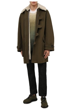 Мужская хлопковая парка LOEWE хаки цвета, арт. H526Y02W09 | Фото 2 (Материал внешний: Хлопок; Рукава: Длинные; Длина (верхняя одежда): До середины бедра; Материал подклада: Синтетический материал; Кросс-КТ: Куртка; Стили: Милитари)