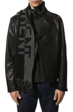 Мужской шерстяной шарф SAINT LAURENT черного цвета по цене 38050 руб., арт. 668797/3YI68 | Фото 2 Мужской шерстяной шарф SAINT LAURENT черного цвета, арт. 668797/3YI68 | Фото 2 (Материал: Шерсть, Текстиль; Кросс-КТ: шерсть; Аксессуары: Аксессуары)