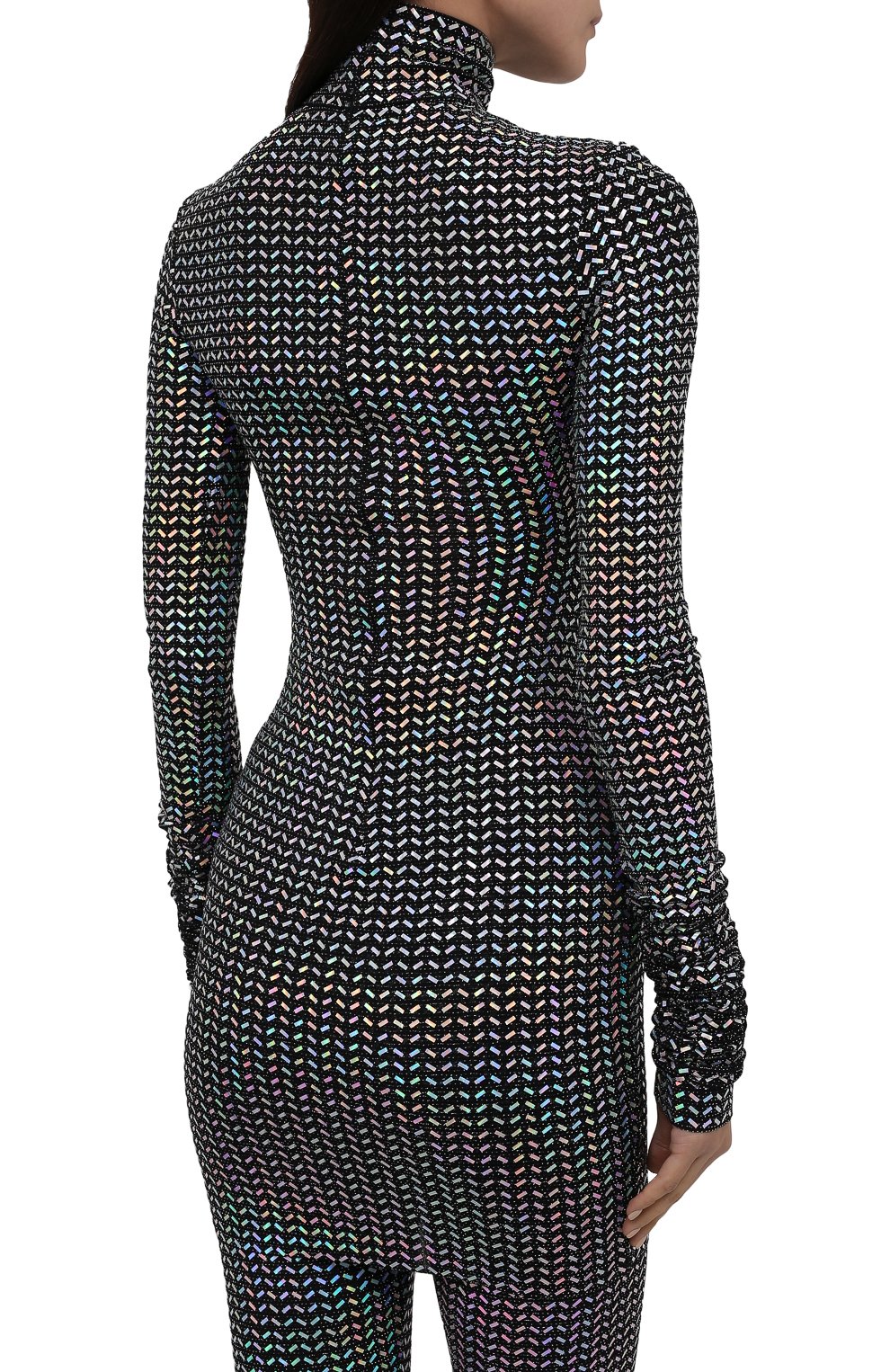 Женская водолазка DOLCE & GABBANA разноцветного цвета, арт. F8067T/FUGMC | Фото 4 (Женское Кросс-КТ: Водолазка-одежда; Рукава: Длинные; Стили: Гламурный; Материал внешний: Синтетический материал; Длина (для топов): Удлиненные; Одежда: Одежда)