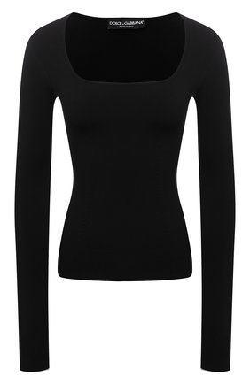 Женский пуловер DOLCE & GABBANA черного цвета, арт. FXD44T/JBMR9 | Фото 1 (Длина (для топов): Стандартные; Рукава: Длинные; Материал внешний: Вискоза; Женское Кросс-КТ: Пуловер-одежда; Стили: Минимализм)