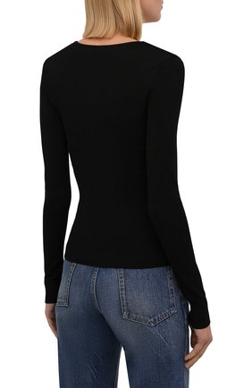 Женский пуловер DOLCE & GABBANA черного цвета, арт. FXD44T/JBMR9 | Фото 4 (Рукава: Длинные; Длина (для топов): Стандартные; Материал внешний: Вискоза; Женское Кросс-КТ: Пуловер-одежда; Стили: Минимализм)