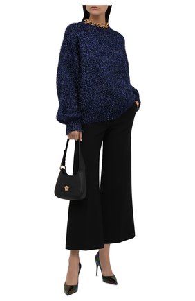 Женский свитер DRIES VAN NOTEN синего цвета по цене 51700 руб., арт. 212-011289-3719 | Фото 2 Женский свитер DRIES VAN NOTEN синего цвета, арт. 212-011289-3719 | Фото 2 (Материал внешний: Шерсть, Синтетический материал; Рукава: Длинные; Женское Кросс-КТ: Свитер-одежда; Длина (для топов): Стандартные; Стили: Романтичный)