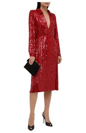 Женское платье из вискозы с отделкой пайетками DRIES VAN NOTEN красного цвета по цене 125500 руб., арт. 212-011039-3223 | Фото 2 Женское платье из вискозы с отделкой пайетками DRIES VAN NOTEN красного цвета, арт. 212-011039-3223 | Фото 2 (Материал внешний: Вискоза; Материал подклада: Вискоза; Женское Кросс-КТ: Платье-одежда; Рукава: Длинные; Длина Ж (юбки, платья, шорты): До колена, Миди; Стили: Романтичный; Случай: Коктейльный)