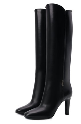 Женские кожаные сапоги jane SAINT LAURENT черного цвета по цене 121500 руб., арт. 632636/1YU00 | Фото 1 Женские кожаные сапоги jane SAINT LAURENT черного цвета, арт. 632636/1YU00 | Фото 1 (Материал внутренний: Натуральная кожа; Каблук тип: Устойчивый; Высота голенища: Высокие, Средние; Каблук высота: Высокий; Подошва: Плоская)