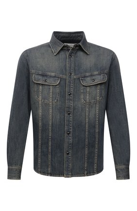 Мужская джинсовая рубашка SAINT LAURENT синего цвета по цене 47150 руб., арт. 663652/Y240A | Фото 1 Мужская джинсовая рубашка SAINT LAURENT синего цвета, арт. 663652/Y240A | Фото 1 (Рукава: Длинные; Длина (для топов): Стандартные; Материал внешний: Хлопок; Случай: Повседневный; Кросс-КТ: Деним; Манжеты: На кнопках; Воротник: Кент; Принт: Однотонные; Стили: Гранж)