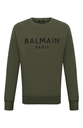 Мужской хлопковый свитшот BALMAIN хаки цвета по цене 48250 руб., арт. WH0JQ005/B151 | Фото 1 Мужской хлопковый свитшот BALMAIN хаки цвета, арт. WH0JQ005/B151 | Фото 1 (Материал внешний: Хлопок; Длина (для топов): Стандартные; Рукава: Длинные; Мужское Кросс-КТ: свитшот-одежда; Принт: С принтом; Стили: Кэжуэл)