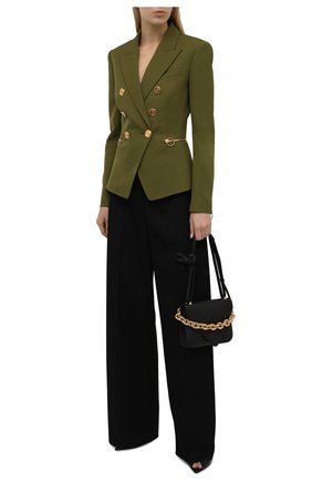 Женский шерстяной жакет BALMAIN хаки цвета по цене 179000 руб., арт. WF0SG001/167L | Фото 2 Женский шерстяной жакет BALMAIN хаки цвета, арт. WF0SG001/167L | Фото 2 (Длина (для топов): Стандартные; Рукава: Длинные; Материал подклада: Вискоза; Материал внешний: Шерсть; Стили: Гламурный; Случай: Формальный; Женское Кросс-КТ: Жакет-одежда; 1-2-бортные: Двубортные)