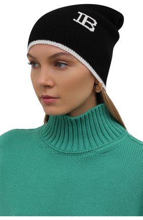 Женская шапка из шерсти и кашемира BALMAIN черного цвета, арт. WH0XC000/K065 | Фото 2 (Материал: Кашемир, Шерсть, Текстиль)