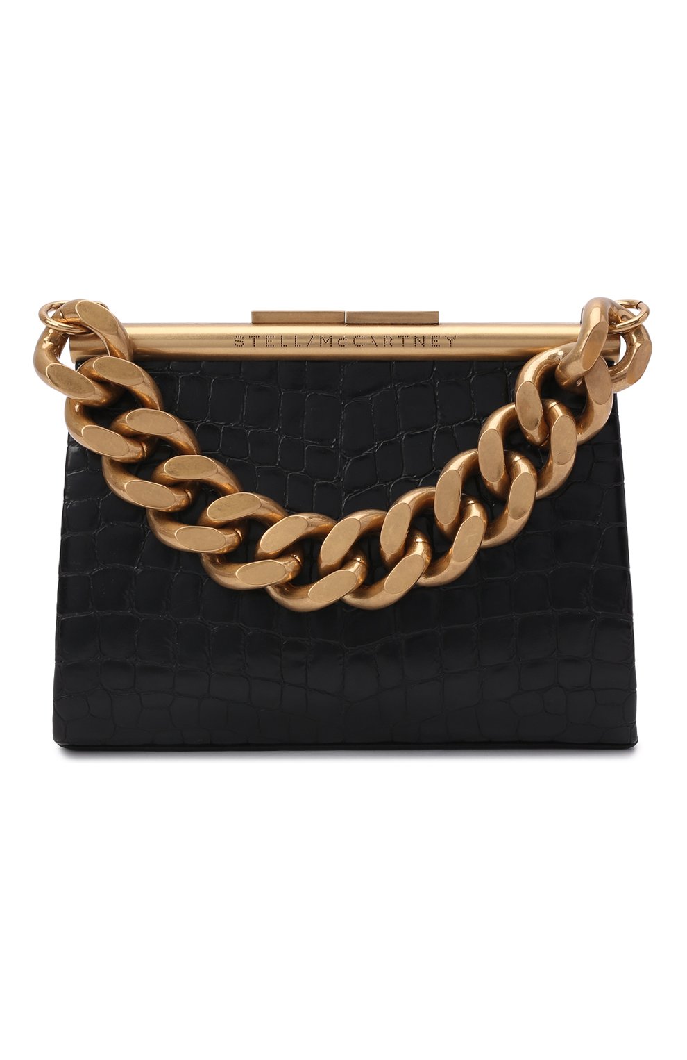 Женская сумка chunky chain small STELLA MCCARTNEY черного цвета, арт. 700211/W8778 | Фото 1 (Сумки: Сумки; Сумки-технические: Сумки top-handle; Ремень/цепочка: На ремешке; Материал: Текстиль, Экокожа; Размер: small)