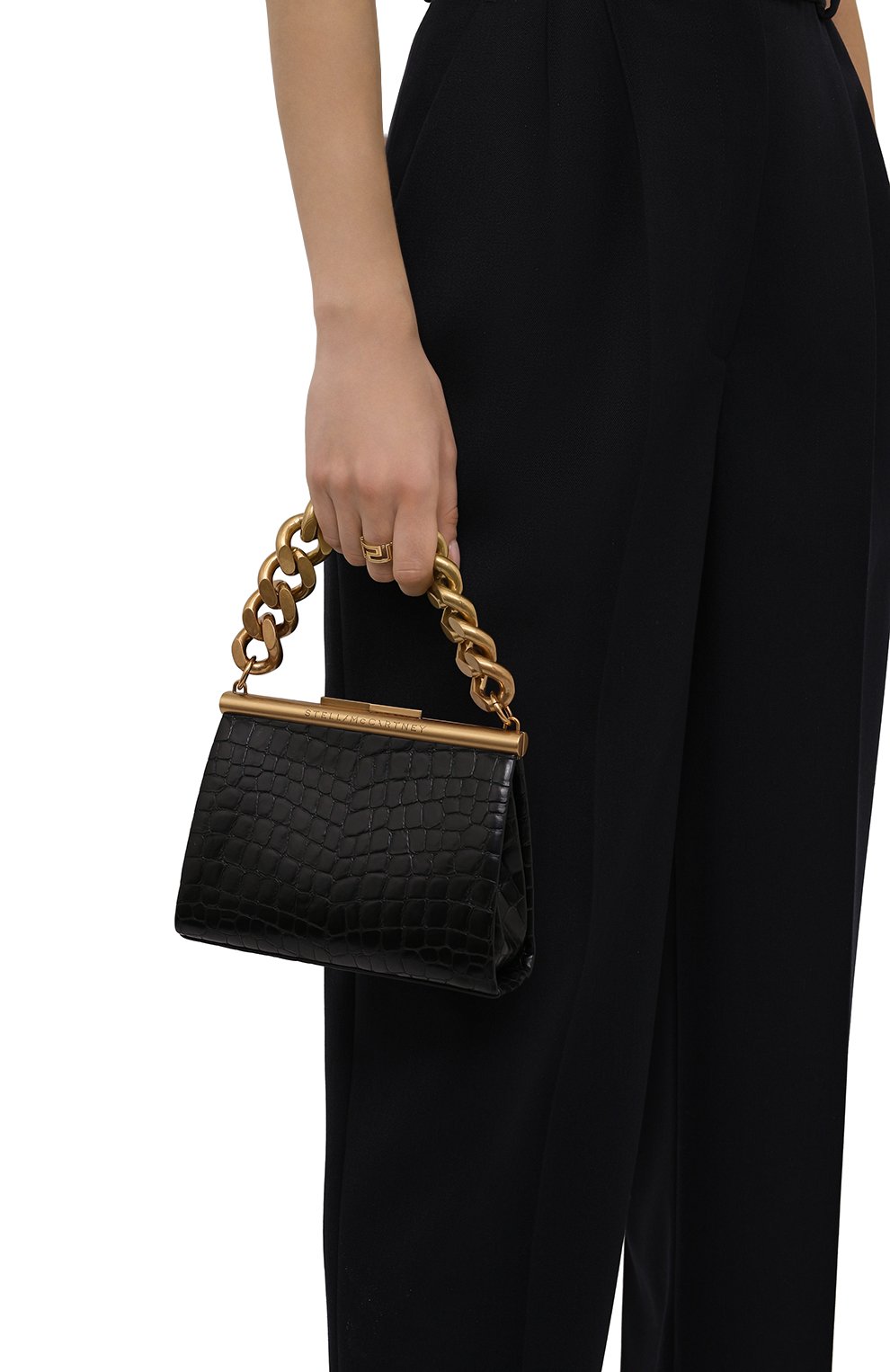 Женская сумка chunky chain small STELLA MCCARTNEY черного цвета по цене 93800 руб., арт. 700211/W8778 | Фото 2 Женская сумка chunky chain small STELLA MCCARTNEY черного цвета, арт. 700211/W8778 | Фото 2 (Сумки: Сумки; Сумки-технические: Сумки top-handle; Ремень/цепочка: На ремешке; Материал: Текстиль, Экокожа; Размер: small)
