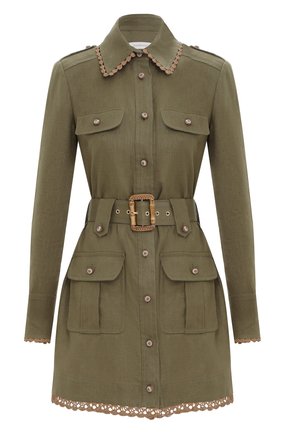 Женское льняное платье ZIMMERMANN хаки цвета по цене 67700 руб., арт. 3277DPOS/ | Фото 1 Женское льняное платье ZIMMERMANN хаки цвета, арт. 3277DPOS/ | Фото 1 (Женское Кросс-КТ: Платье-одежда; Стили: Бохо; Материал внешний: Лен; Случай: Повседневный)