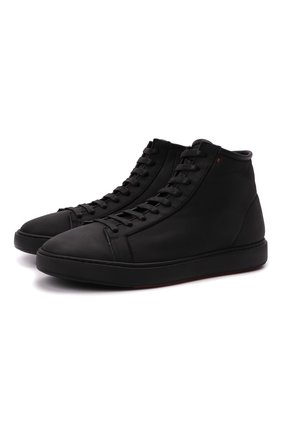 Мужские кожаные кеды SANTONI черного цвета по цене 42750 руб., арт. MBCD21525NEAPTMRN01 | Фото 1 Мужские кожаные кеды SANTONI черного цвета, арт. MBCD21525NEAPTMRN01 | Фото 1 (Материал утеплителя: Натуральный мех)