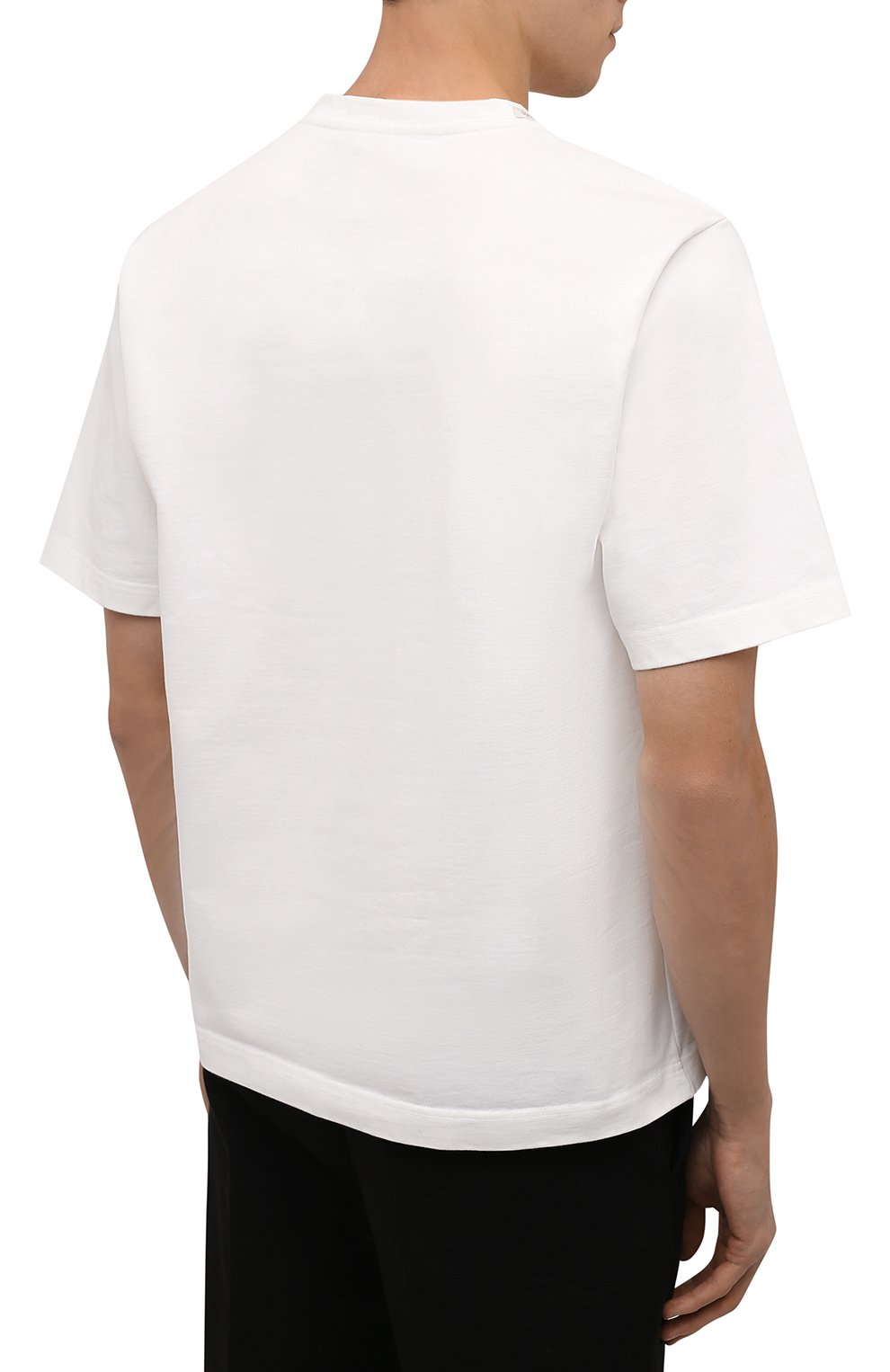 Мужская хлопковая футболка DOLCE & GABBANA белого цвета, арт. G8NQ2T/HU7IL | Фото 4 (Рукава: Короткие; Длина (для топов): Стандартные; Стили: Гранж; Принт: С принтом; Региональные ограничения белый список (Axapta Mercury): RU; Материал внешний: Хлопок)