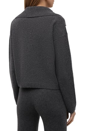 Женский кашемировый свитер ADDICTED темно-серого цвета, арт. MK990 | Фото 4 (Женское Кросс-КТ: Свитер-одежда; Материал внешний: Шерсть, Кашемир; Рукава: Длинные; Длина (для топов): Стандартные; Стили: Кэжуэл)