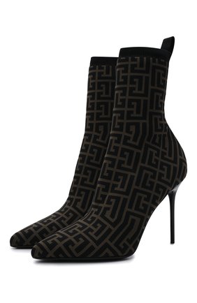 Женские текстильные ботильоны BALMAIN хаки цвета по цене 73950 руб., арт. WN0TA680/TMGK | Фото 1 Женские текстильные ботильоны BALMAIN хаки цвета, арт. WN0TA680/TMGK | Фото 1 (Материал внутренний: Натуральная кожа; Материал внешний: Текстиль; Каблук тип: Шпилька; Подошва: Плоская; Каблук высота: Высокий)