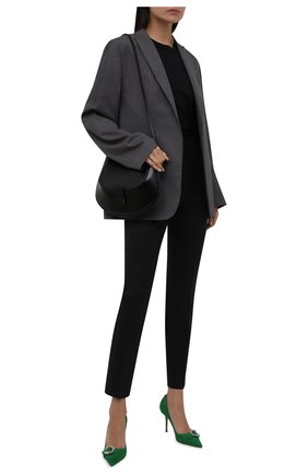 Женские шерстяные брюки DOLCE & GABBANA темно-серого цвета, арт. FTAM2T/FQBAL | Фото 2 (Материал внешний: Шерсть; Длина (брюки, джинсы): Стандартные; Стили: Кэжуэл; Женское Кросс-КТ: Брюки-одежда; Силуэт Ж (брюки и джинсы): Прямые)