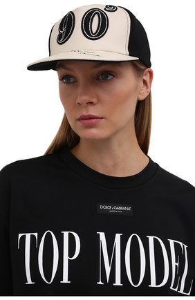 Женская бейсболка DOLCE & GABBANA черно-белого цвета по цене 322000 тенге, арт. FH714Z/GEX13 | Фото 2 Женская бейсболка DOLCE & GABBANA черно-белого цвета, арт. FH714Z/GEX13 | Фото 2 (Материал: Шерсть, Текстиль, Натуральная кожа)