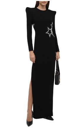 Женское платье из вискозы BALMAIN черного цвета по цене 386000 руб., арт. WF1RR000/P087 | Фото 2 Женское платье из вискозы BALMAIN черного цвета, арт. WF1RR000/P087 | Фото 2 (Длина Ж (юбки, платья, шорты): Макси; Рукава: Длинные; Материал внешний: Вискоза; Материал подклада: Вискоза; Стили: Гламурный; Случай: Вечерний; Женское Кросс-КТ: платье-футляр)