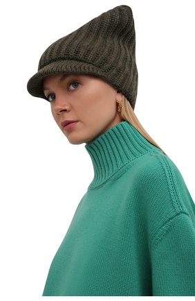 Женская шапка из шерсти и кашемира STELLA MCCARTNEY хаки цвета по цене 19950 руб., арт. 604031/S2273 | Фото 2 Женская шапка из шерсти и кашемира STELLA MCCARTNEY хаки цвета, арт. 604031/S2273 | Фото 2 (Материал: Шерсть, Кашемир)