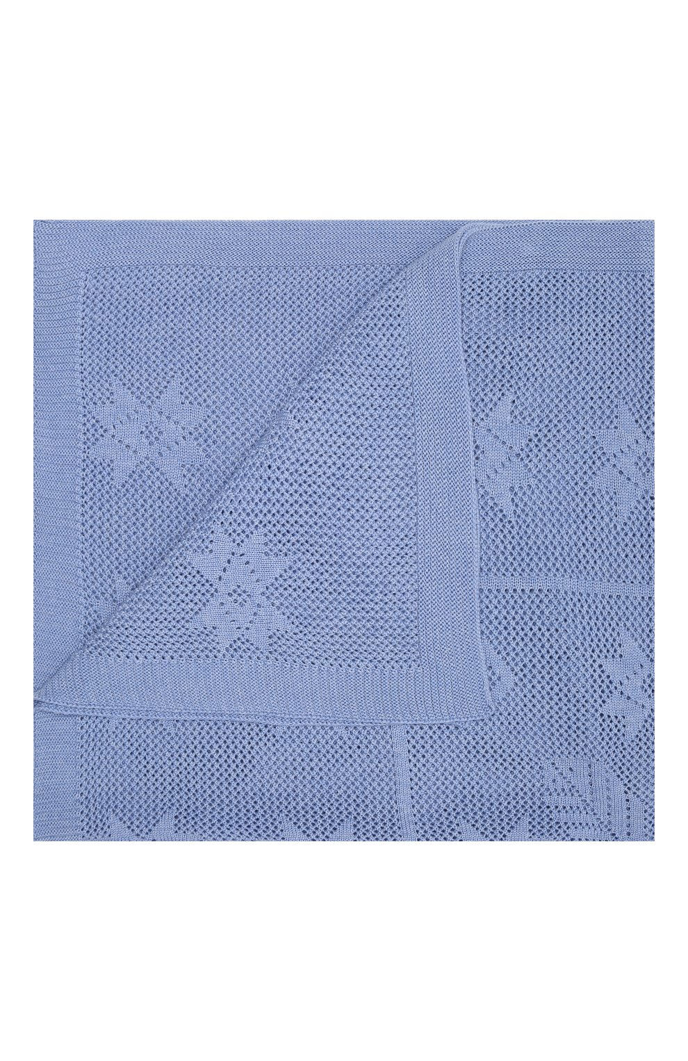 Детского шерстяной плед WOOL&COTTON голубого цвета, арт. VMLPL | Фото 1 (Материал: Текстиль, Шерсть)