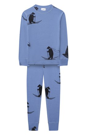 Детский комплект из лонгслива и брюк WOOL&COTTON синего цвета по цене 7940 руб., арт. PRUFP | Фото 1 Детский комплект из лонгслива и брюк WOOL&COTTON синего цвета, арт. PRUFP | Фото 1 (Рукава: Длинные)
