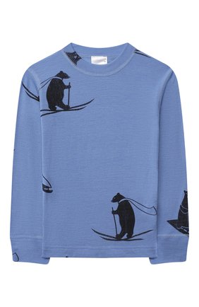 Детский комплект из лонгслива и брюк WOOL&COTTON синего цвета по цене 7940 руб., арт. PRUFP | Фото 2 Детский комплект из лонгслива и брюк WOOL&COTTON синего цвета, арт. PRUFP | Фото 2 (Рукава: Длинные)