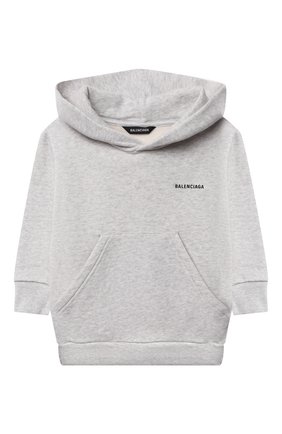Детский хлопковое худи BALENCIAGA серого цвета по цене 23100 руб., арт. 682145/TLV84 | Фото 1 Детский хлопковое худи BALENCIAGA серого цвета, арт. 682145/TLV84 | Фото 1 (Материал внешний: Хлопок; Девочки Кросс-КТ: Толстовка-одежда; Рукава: Длинные)