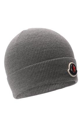 Детского шерстяная шапка MONCLER серого цвета, арт. G2-954-9Z731-00-A9632 | Фото 1 (Материал: Синтетический материал, Шерсть, Текстиль)