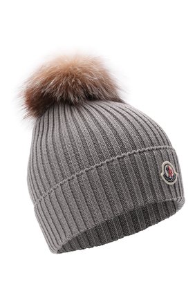 Детского шерстяная шапка с мехом MONCLER светло-серого цвета по цене 15300 руб., арт. G2-954-3B711-10-04S01 | Фото 1 Детского шерстяная шапка с мехом MONCLER светло-серого цвета, арт. G2-954-3B711-10-04S01 | Фото 1 (Материал: Шерсть)