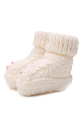 Детские шерстяные пинетки BABY T белого цвета по цене 4525 руб., арт. 21AI123SA | Фото 1 Детские шерстяные пинетки BABY T белого цвета, арт. 21AI123SA | Фото 1 (Материал: Шерсть, Текстиль)