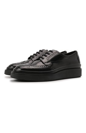 Мужские кожаные дерби PRADA черного цвета по цене 68000 руб., арт. 2EE312-P39-F0002 | Фото 1 Мужские кожаные дерби PRADA черного цвета, арт. 2EE312-P39-F0002 | Фото 1 (Мужское Кросс-КТ: Броги-обувь; Стили: Классический)
