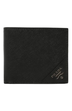 Мужской кожаное портмоне PRADA черного цвета, арт. 2MO738-QME-F0002 | Фото 1 (Материал: Натуральная кожа)