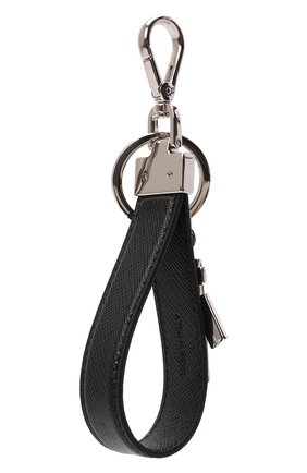 Мужской кожаный брелок PRADA черного цвета, арт. 2PP040-053-F0002 | Фото 2 (Материал: Металл, Натуральная кожа)