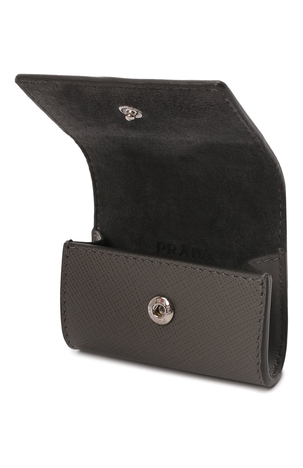 Кожаный чехол для airpods pro PRADA серого цвета, арт. 2TT133-2AHF-F0K44 | Фото 3 (Материал: Натуральная кожа)