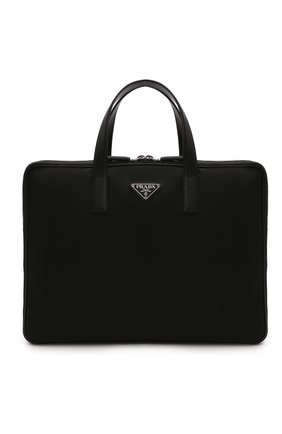 Мужская сумка для ноутбука PRADA черного цвета, арт. 2VE005-2DMH-F0002-MOO | Фото 1 (Материал: Текстиль)