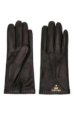 Женские кожаные перчатки PRADA черного цвета, арт. 1GG46C-038-F0002 | Фото 2 (Материал: Натуральная кожа)