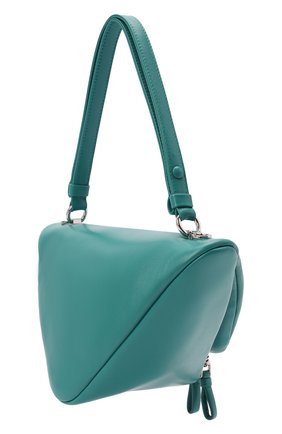 Женская сумка PRADA бирюзового цвета, арт. 1BA315-2DX8-F0363-OOO | Фото 2 (Ремень/цепочка: На ремешке; Размер: small; Материал: Натуральная кожа; Сумки-технические: Сумки top-handle)