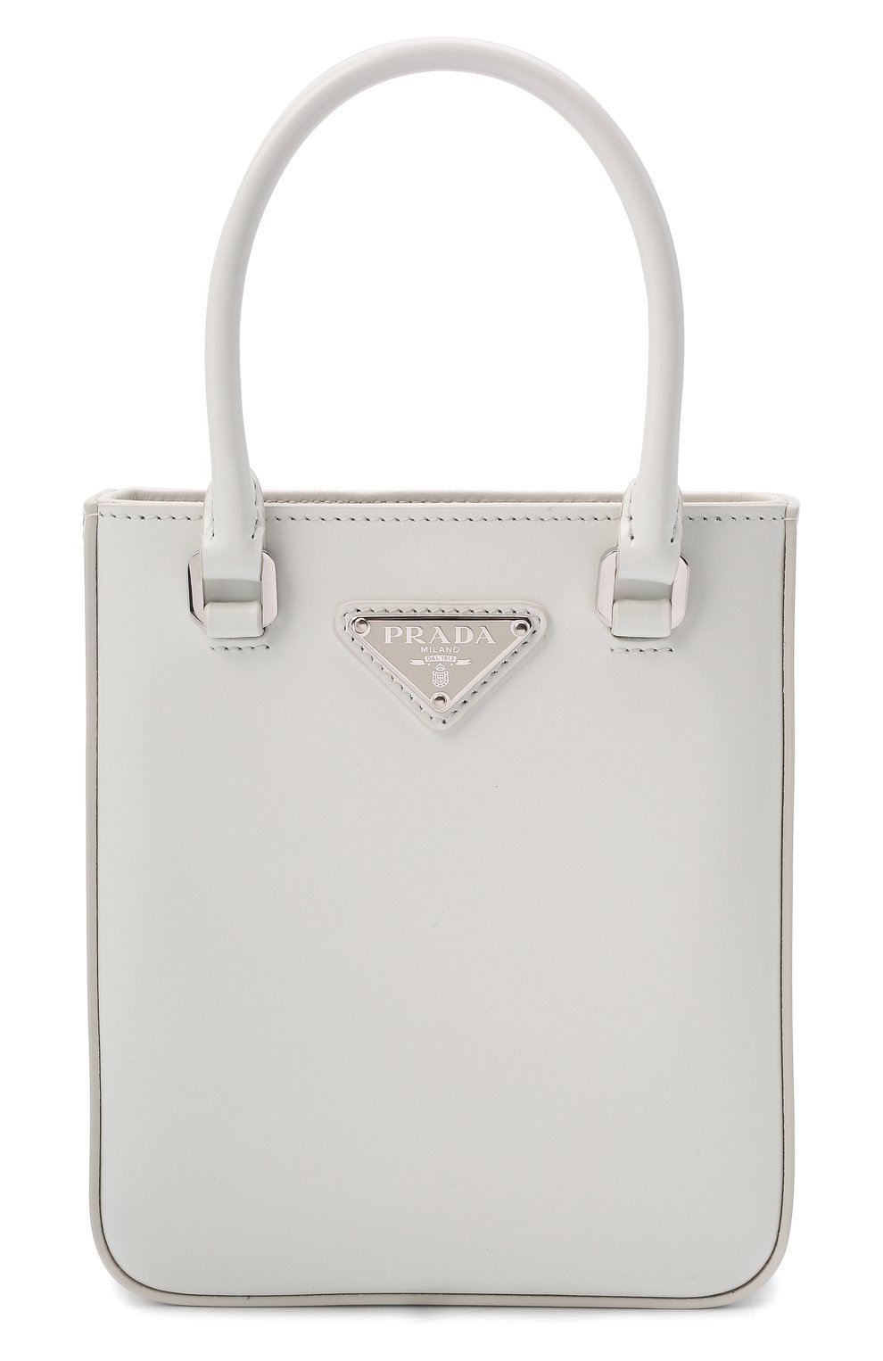 Женская сумка PRADA белого цвета, арт. 1BA331-ZO6-F0009-OOO | Фото 1 (Сумки-технические: Сумки top-handle; Материал: Натуральная кожа; Размер: mini; Ремень/цепочка: На ремешке)
