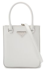 Женская сумка PRADA белого цвета, арт. 1BA331-ZO6-F0009-OOO | Фото 6 (Сумки-технические: Сумки top-handle; Материал: Натуральная кожа; Размер: mini; Ремень/цепочка: На ремешке)