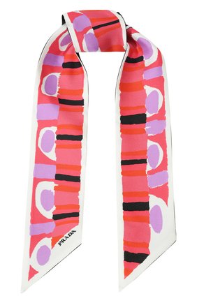 Женский шелковый платок PRADA розового цвета, арт. 1FF008-2CA2-F0T08 | Фото 1 (Материал: Шелк, Текстиль)