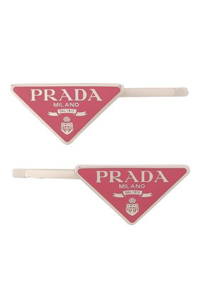 Женская набор из двух заколок для волос PRADA розового цвета, арт. 1IF051-2BA6-F0442 | Фото 1 (Материал: Металл)