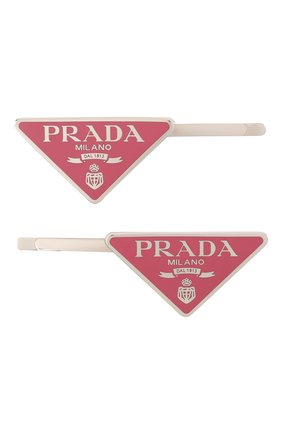 Женская набор из двух заколок для волос PRADA розового цвета по цене 46500 руб., арт. 1IF051-2BA6-F0442 | Фото 1 Женская набор из двух заколок для волос PRADA розового цвета, арт. 1IF051-2BA6-F0442 | Фото 1 (Материал: Металл)